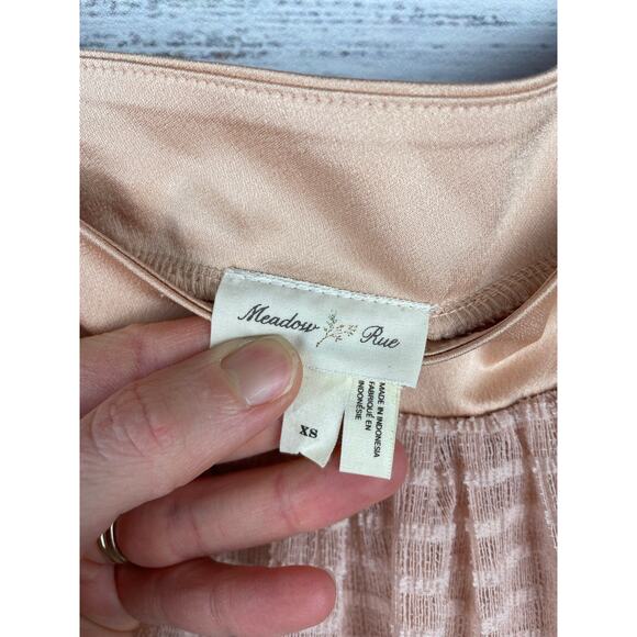 Anthropologie Meadow Rue Allyson Square Neck Top Boho Pink XS Fairy Feminine - Picture 3 of 9